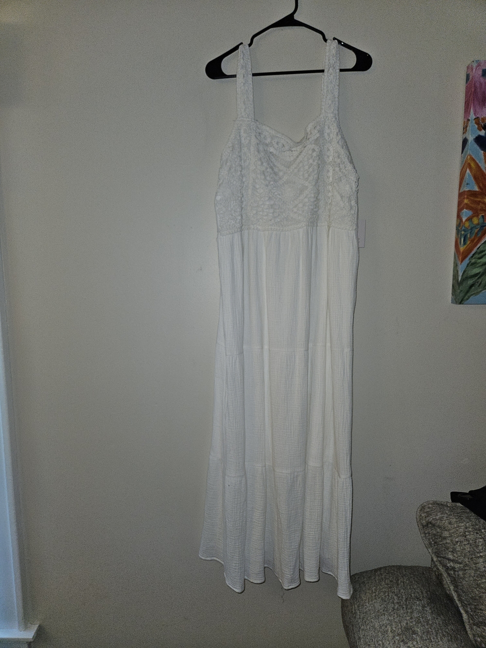 LC Lauren Conrad White Crochet Tiered Maxi Dress